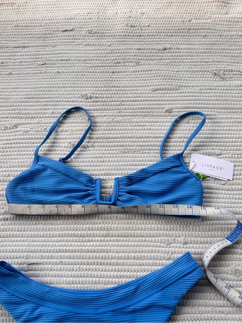 L*Space Peyton Ribbed Bikini Set NWT Large Cornflower Blue